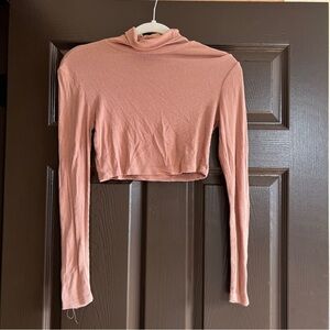 Chic Dusty Pink Long Sleeve Crop Top